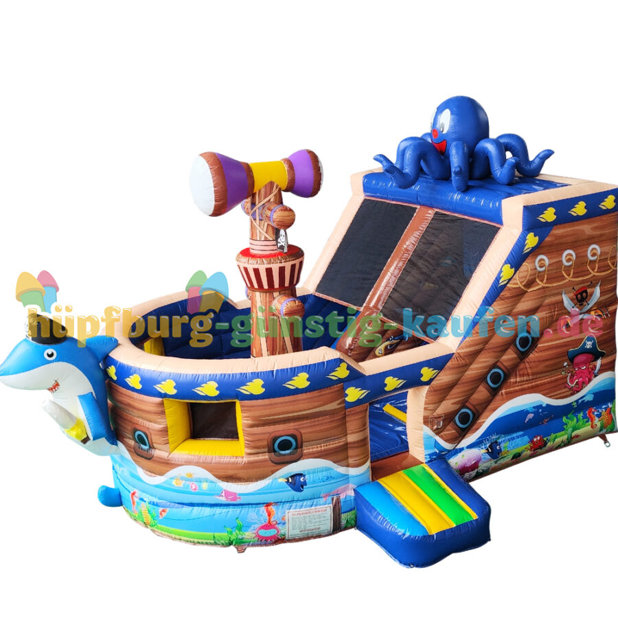 Hüpfburg Oktopus Schiff mit Rutsche – Bild 6