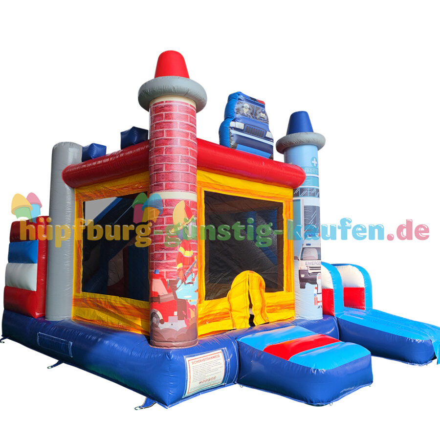Hüpfburg Blaulichthelden mit Rutsche – Bild 3