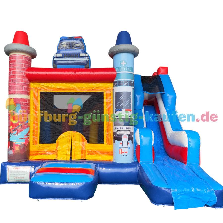 Hüpfburg Blaulichthelden mit Rutsche – Bild 10